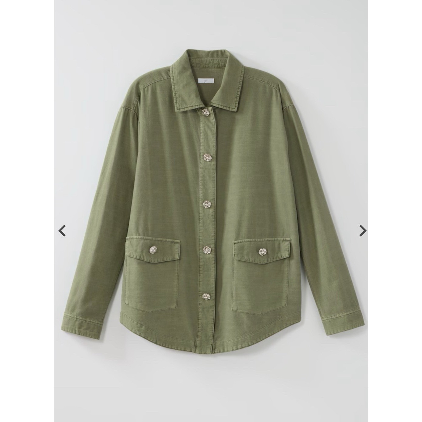 Nwt J.Jill Embellished Relaxed Utility Shirt Jacket Olive Green Xl Coastal Chic